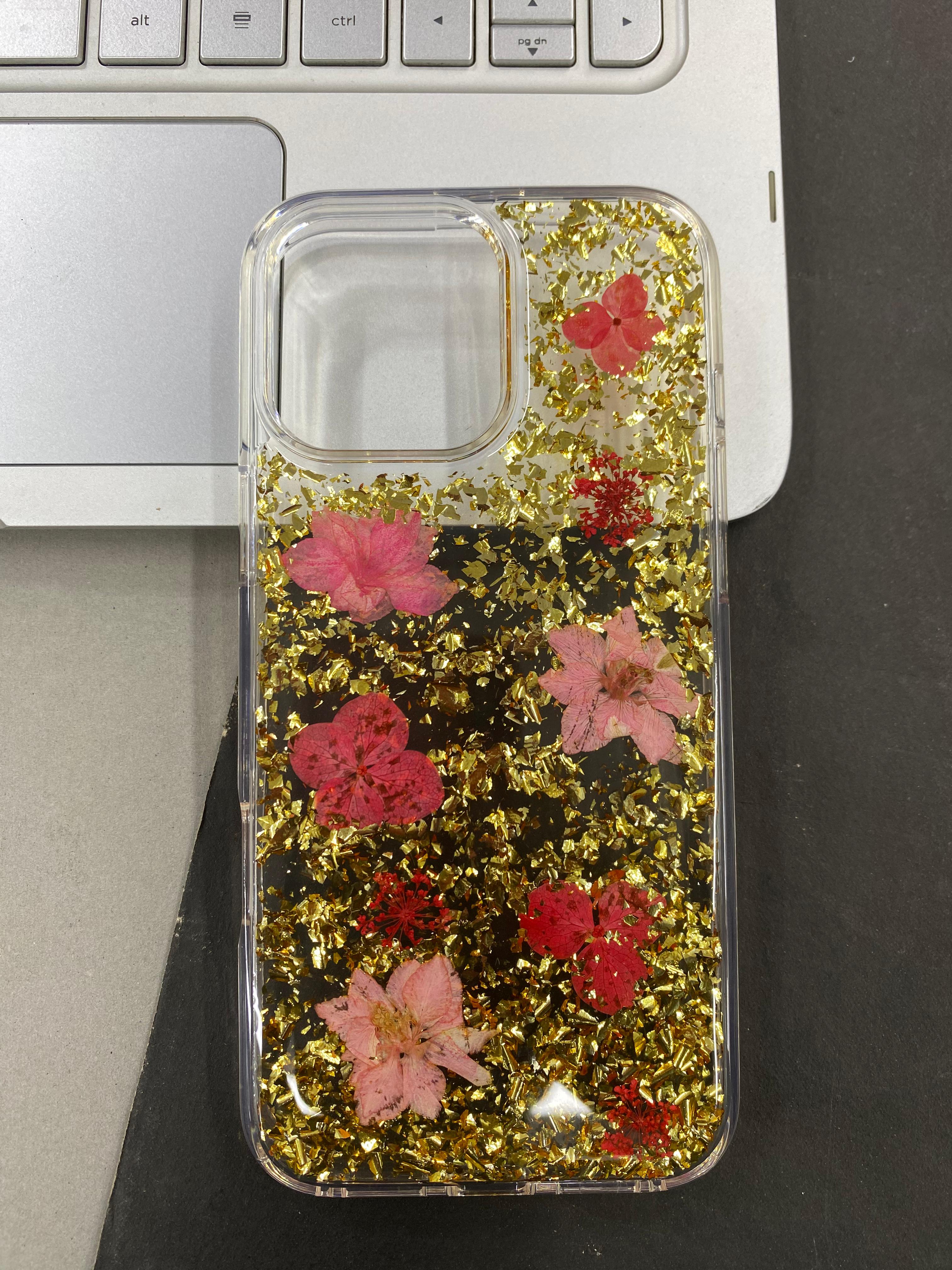 DFANS Design Floral Glitter Case for iPhone 16 Pro Max